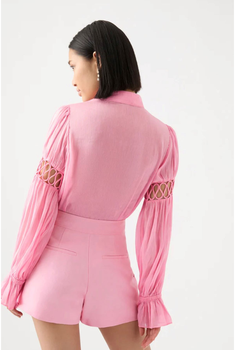 AUGUSTE FRILL CUFF BLOUSE (BALLET PINK)- AJE. SUMMER 23