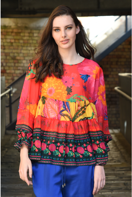 FLOAT OF ARMS TOP (MULTI FLORAL)