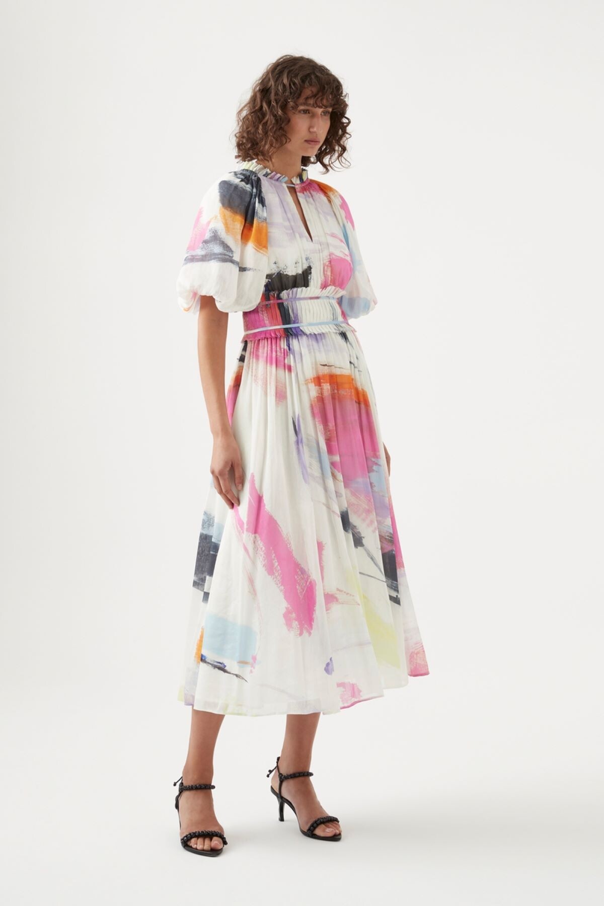 ELYSIUM BLOUSON MIDI DRESS ABSTRACT SUNSET AJE. AUTUMN 23