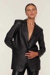 KINGSTON OVERSIZED LEATHER BLAZER (BLACK)