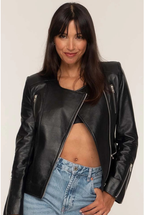 JAGGER LEATHER BIKER JACKET (BLACK)