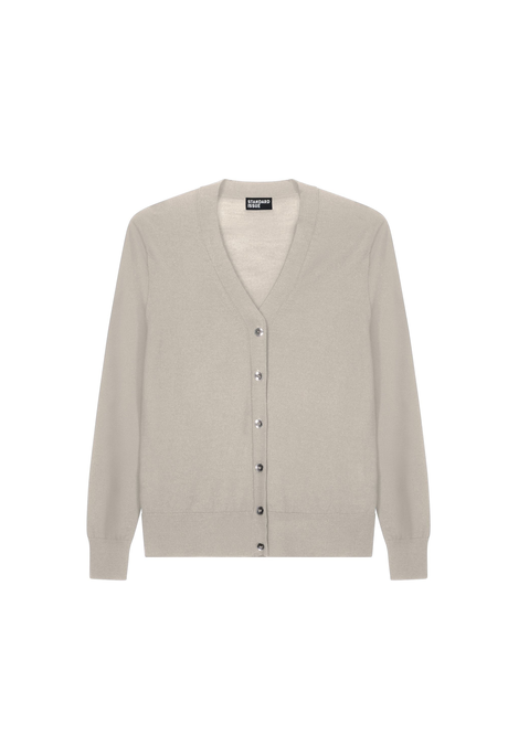 MERINO V NECK CARDIGAN (ALABASTER)