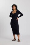 MERINO SCOOP NECK DRESS (NAVY)