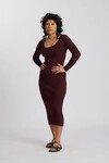 MERINO SCOOP NECK DRESS (CARMINE)