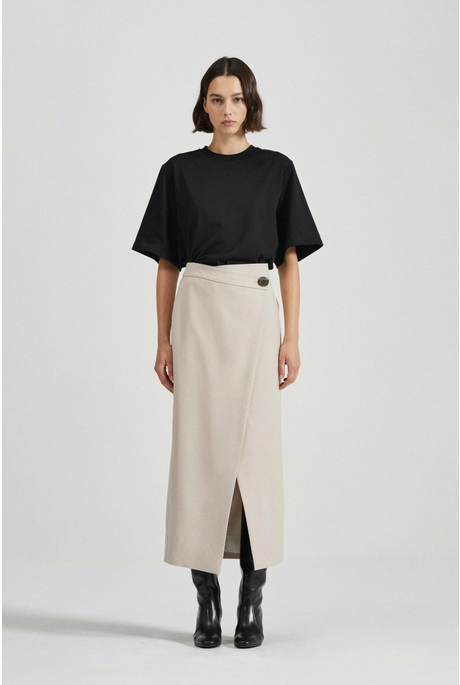 THE DARCY MIDI SKIRT (SAND)