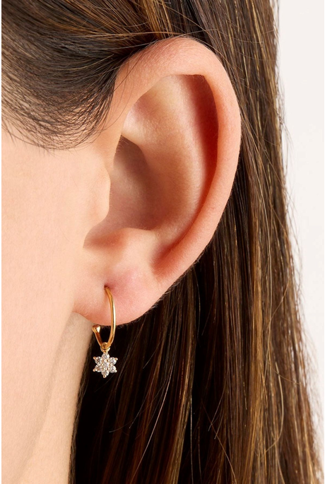 CRYSTAL LOTUS FLOWER HOOP (14K GOLD)