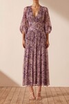 AURIER MIDI DRESS (PURPLE/MULTI)