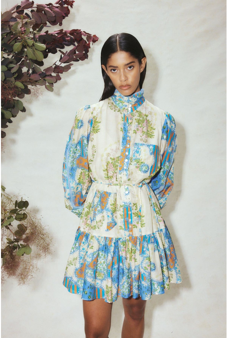 SKYE PATCHWORK MINI DRESS (CORNFLOWER)