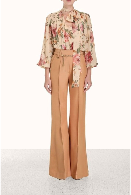 LUMINOSITY BILLOW BLOUSE (LATTE FLORAL PRINT)