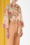 LUMINOSITY BILLOW BLOUSE (LATTE FLORAL PRINT)
