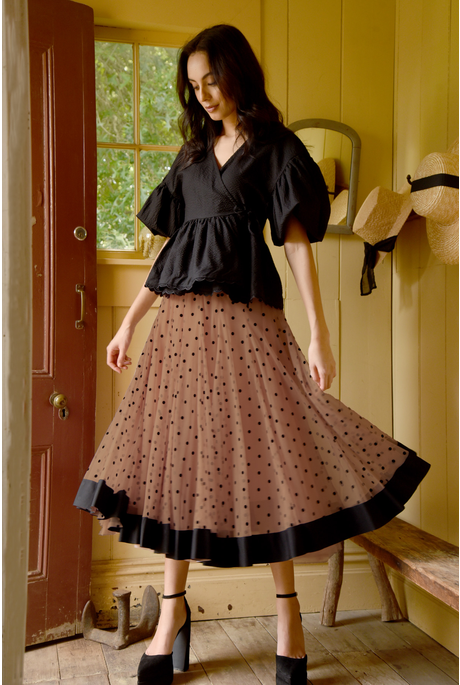 FLARE FOR FUN SKIRT (MOCHA/BLACK)