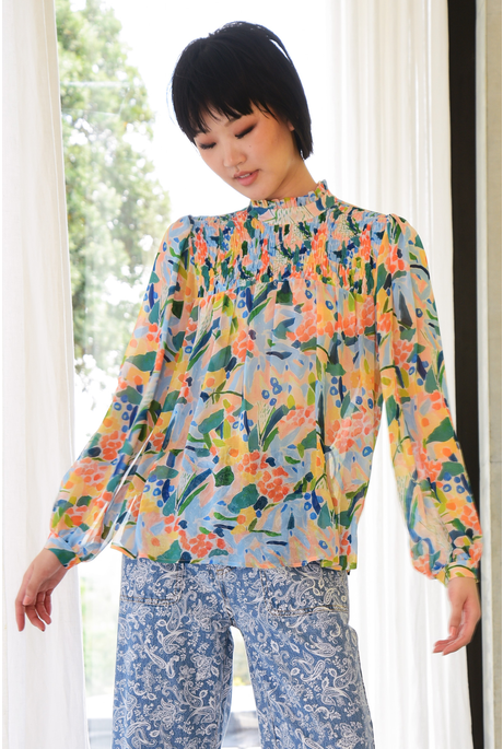 SHIR THING BLOUSE (PEACH FLORAL)