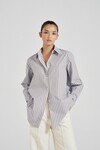 THE STRIPED RAE SHIRT (BLUE CHOCOLATE STRIPE)