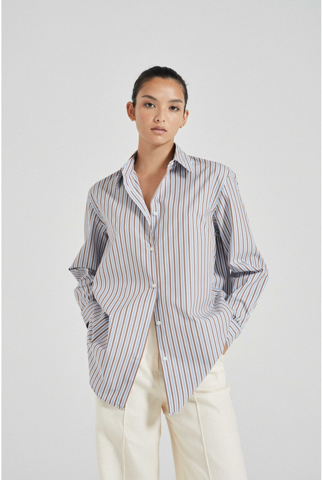 THE STRIPED RAE SHIRT (BLUE CHOCOLATE STRIPE)