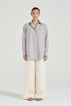 THE STRIPED RAE SHIRT (BLUE CHOCOLATE STRIPE)