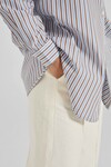 THE STRIPED RAE SHIRT (BLUE CHOCOLATE STRIPE)