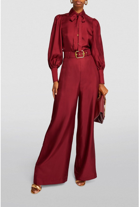 LUMINOSITY BELTED PANT (BURGANDY)