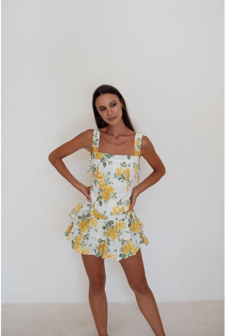 BRIDGERTON BODICE (YELLOW LIBERTY PRINT)