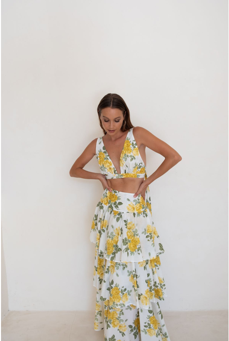 MALIBU MAXI SKIRT (YELLOW LIBERTY FLORAL)