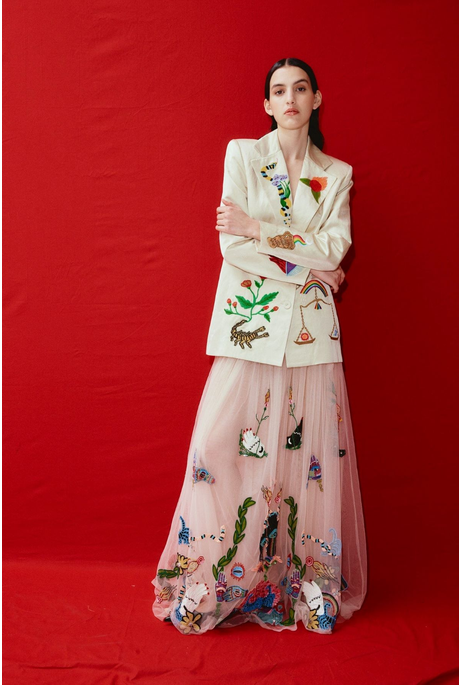 ZELDA EMBROIDERED BLAZER (CHAMPAGNE)