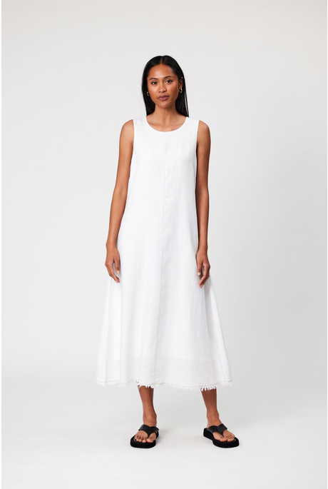 FLORENCE LINEN DRESS (WHITE)