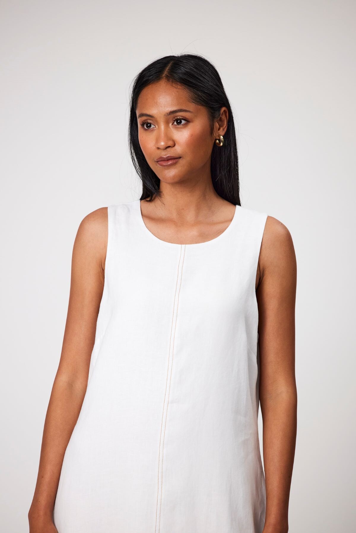 White linen tank dress sale