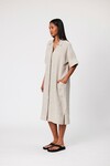 SHADOW LINEN DRESS (NATURAL STRIPE)