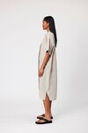 SHADOW LINEN DRESS (NATURAL STRIPE)