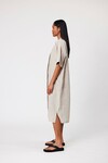 SHADOW LINEN DRESS (NATURAL STRIPE)