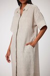 SHADOW LINEN DRESS (NATURAL STRIPE)