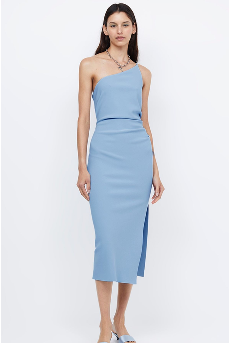 NALA ONE SHOULDER MIDI (MERIDAN BLUE)