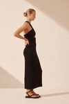 YVETTE ONE SHOULDER MIDI DRESS (BLACK)