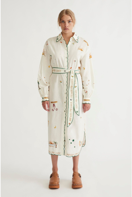PARADISO BELTED SHIRT DRESS (COCONUT)