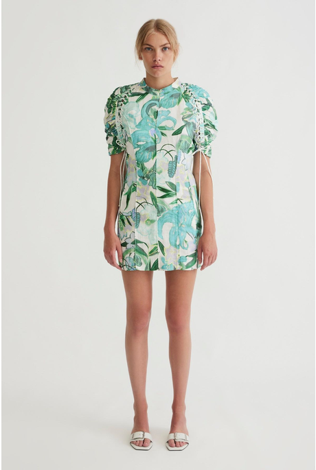 PLATO LACE UP MINI DRESS (HARBOUR BLUE)