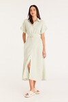 AEGEAN LINEN DRESS (GREEN STRIPE)