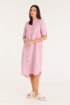 PURE LINEN SHIRT DRESS (PINK STRIPE)