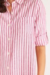 PURE LINEN SHIRT DRESS (PINK STRIPE)