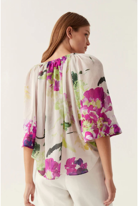 BRIDGET BELL SLEEVE BLOUSE (WILD HYDRANGEA)- AJE. SUMMER 24 BRIDGET BELL SLEEVE BLOUSE (WILD HYDRANGEA)- AJE. SUMMER 24
