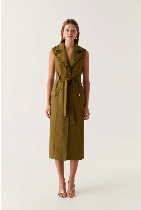 ENCOMPASS UTILITY MIDI DRESS (DEEP OLIVE)