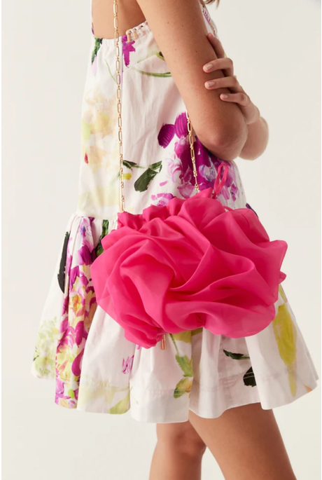 EVALIE ORGANZA RUFFLE BAG (DEEP MAGENTA)