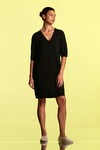 COTTON DEEP V DRESS (BLACK)