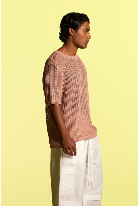 COTTON LATTICE LINK T-SHIRT (BLOSSOM)