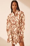 MOUILLAGE LONG SLEEVE MINI DRESS (BONE/BROWN)