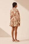 MOUILLAGE LONG SLEEVE MINI DRESS (BONE/BROWN)
