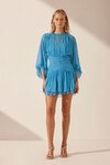 MARGOT ROUND NECK MINI DRESS (AQUA)