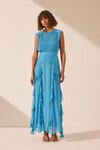 MARGOT ROUND NECK MAXI DRESS (AQUA)