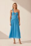 MARGOT ONE SHOULDER MIDI DRESS (AQUA)