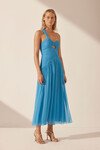 MARGOT ONE SHOULDER MIDI DRESS (AQUA)