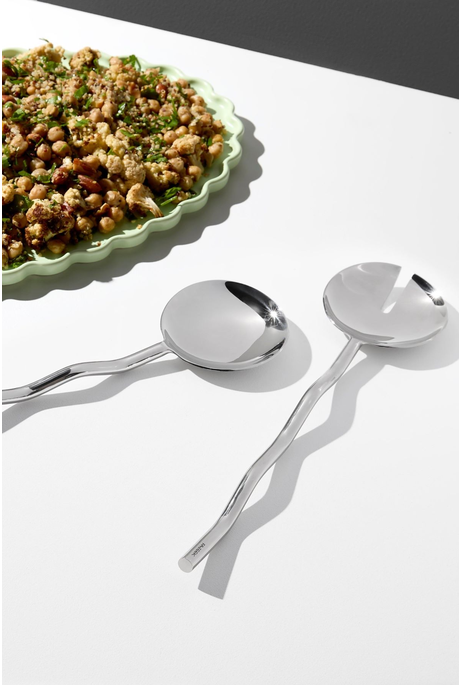 WAVE SALAD SERVERS / SET OF TWO  (SILVER)