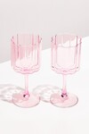 WAVE WINE GLASS / SET OF TWO (PINK)
